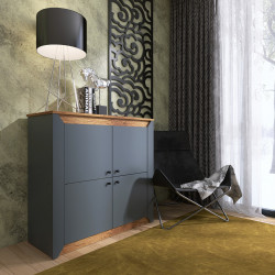 Тумба- комод на 4 двери EVR- Нордик-980 дуб крафт золотой + фасад графит
