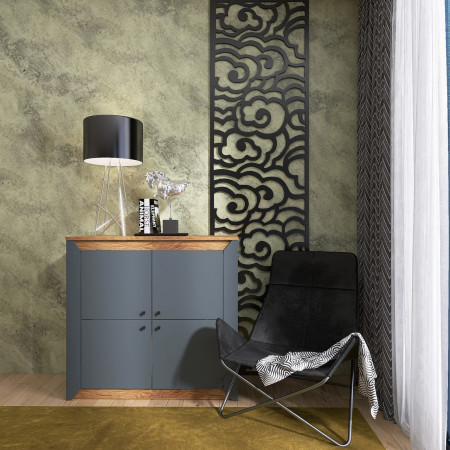 Тумба- комод на 4 двери EVR- Нордик-980 дуб крафт золотой + фасад графит