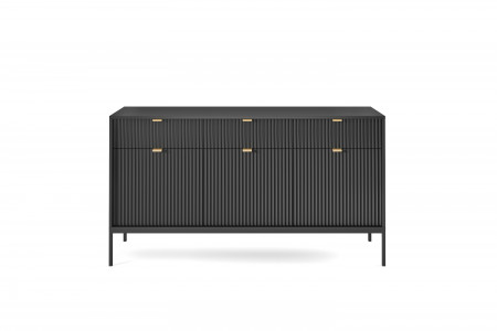 Комод PIASKI NOVA KSZ154, ДСП/МДФ/Черный, 154х83х39см