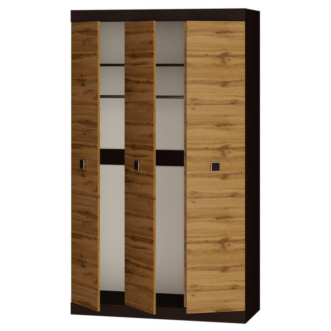 Шкаф распашной на 3 двери EVR- Соната-1200 венге + фасад крафт золотой