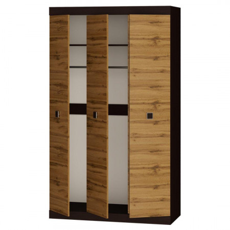 Шкаф распашной на 3 двери EVR- Соната-1200 венге + фасад крафт золотой