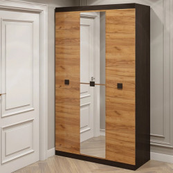 Шкаф распашной на 3 двери EVR- Соната-1200 венге + фасад крафт золотой