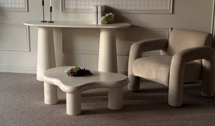 Стол кофейный CRV- Cloud, Ivory gleam(светло-бежевый)