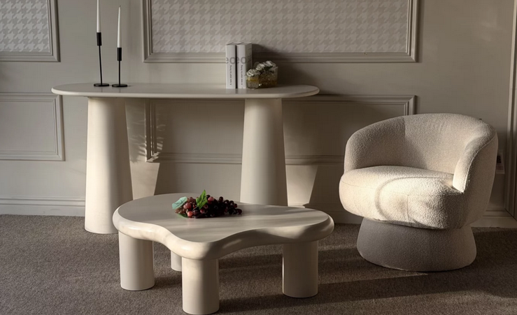 Стол кофейный CRV- Cloud, Ivory gleam(светло-бежевый)