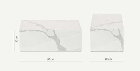 Стол кофейный CRV- Block, White marble finish 80*40 см,белый
