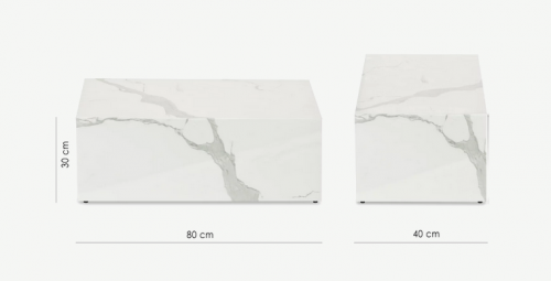 Стол кофейный CRV- Block, White marble finish 80*40 см,белый