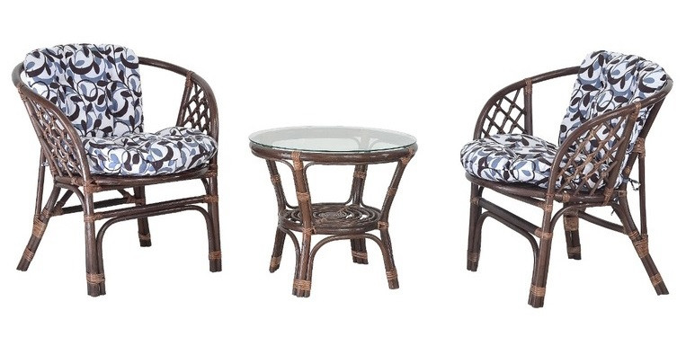Комплект мебели из натурального ротанга CRU- Nova Таврия коричневый (2 кресла, столик) d0010