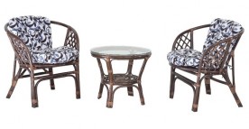 Комплект мебели из натурального ротанга CRU- Nova Таврия коричневый (2 кресла, столик) d0010