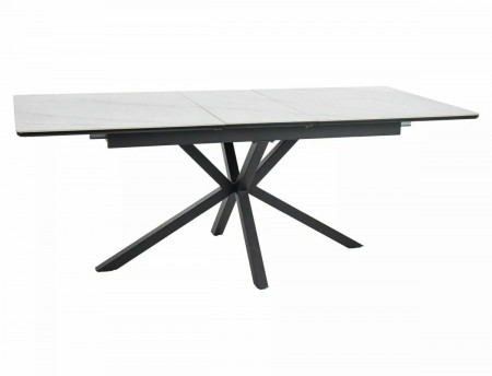 Раскладной обеденный стол SIGNAL- Logan Ceramic белый/ черный мат