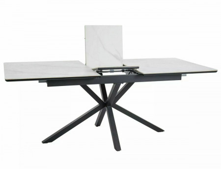 Раскладной обеденный стол SIGNAL- Logan Ceramic белый/ черный мат