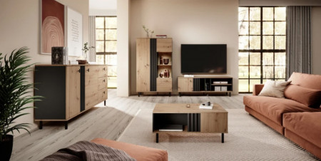 Тумба под телевизор Perfect Home Мадис / Madis 1-дверная 1D/138 Дуб артизан/антрацит