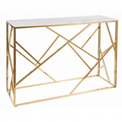 Стол - консоль PL- SIGNAL Escada C II белый эффект мрамора / золото 120X40 