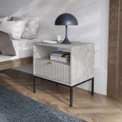 Тумба прикроватная Perfect Home Новая/Nova с 1 ящиком и черными ножками S54 Серый