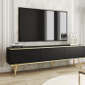 Тумба под ТВ Perfect Home Оро / Oro RTV175 3-дверная с золотыми ножками Черный