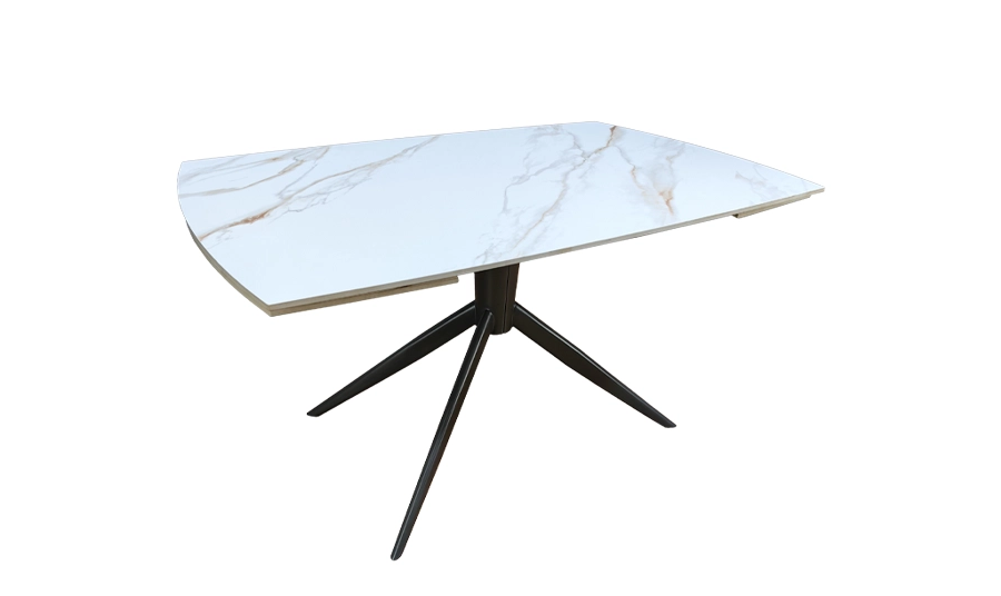 Стол раскладной TOP- Вираж молочный глянец/ черные ноги  1400/2000x900x750