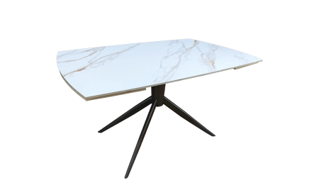 Стол раскладной TOP- Вираж молочный глянец/ черные ноги  1400/2000x900x750