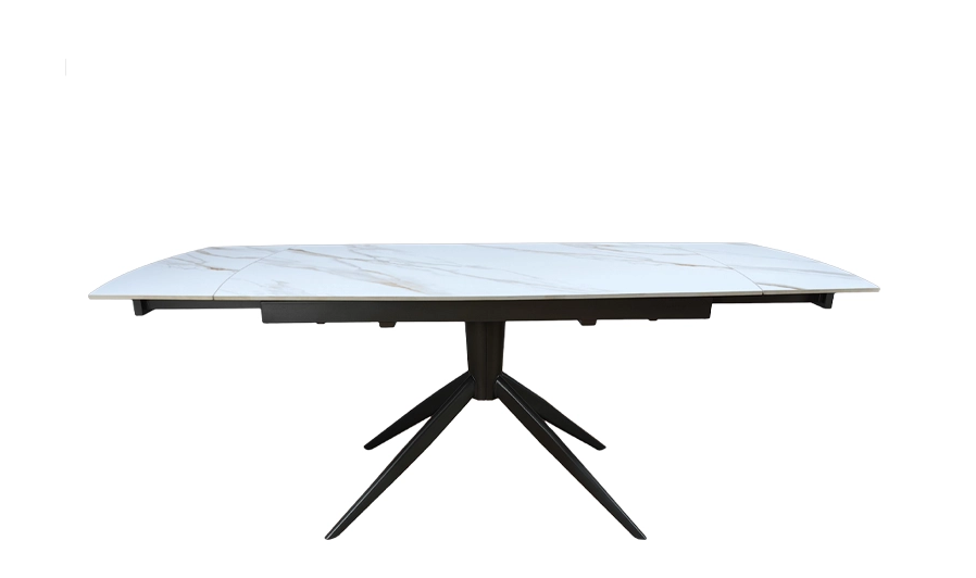 Стол раскладной TOP- Вираж молочный глянец/ черные ноги  1400/2000x900x750