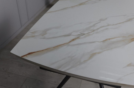 Стол раскладной TOP- Вираж молочный глянец/ темно-серые ноги  1400/2000x900x750