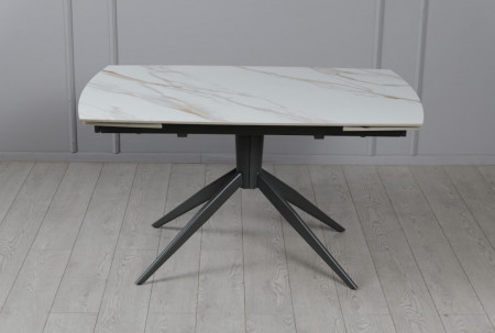 Стол раскладной TOP- Вираж молочный глянец/ темно-серые ноги  1400/2000x900x750