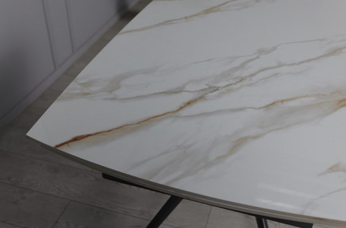 Стол раскладной TOP- Вираж молочный глянец/ темно-серые ноги  1400/2000x900x750