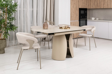 Стол керамический раскладной VTR- TML-1322 (Лунаріо) (крема марфиль/капучино)