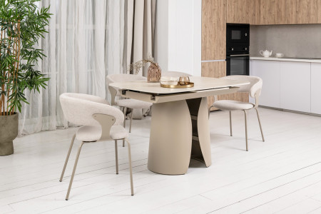 Стол керамический раскладной VTR- TML-1322 (Лунаріо) (крема марфиль/капучино)