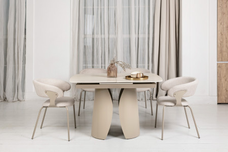 Стол керамический раскладной VTR- TML-1322 (Лунаріо) (крема марфиль/капучино)