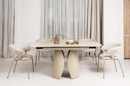 Стол керамический раскладной VTR- TML-1322 (Лунаріо) (крема марфиль/капучино)