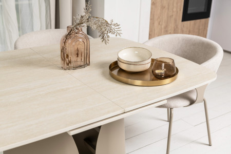 Стол керамический раскладной VTR- TML-1322 (Лунаріо) (крема марфиль/капучино)