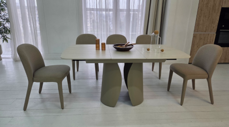 Стол керамический раскладной VTR- TML-1322 (Лунаріо) (крема марфиль/капучино)