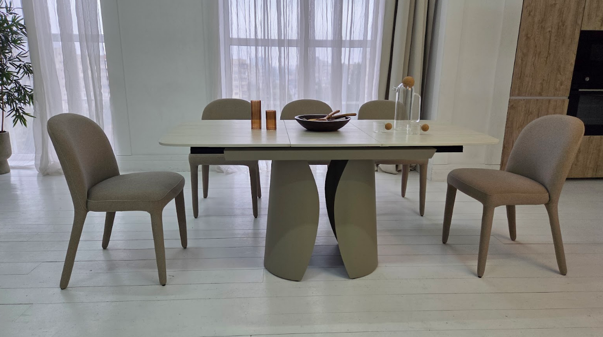 Стол керамический раскладной VTR- TML-1322 (Лунаріо) (крема марфиль/капучино)