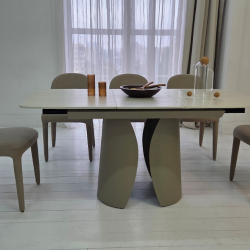 Стол керамический раскладной VTR- TML-1322 (Лунаріо) (крема марфиль/капучино)