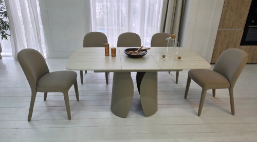 Стол керамический раскладной VTR- TML-1322 (Лунаріо) (крема марфиль/капучино)