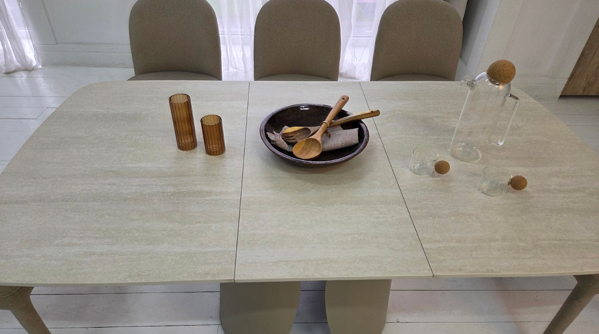 Стол керамический раскладной VTR- TML-1322 (Лунаріо) (крема марфиль/капучино)