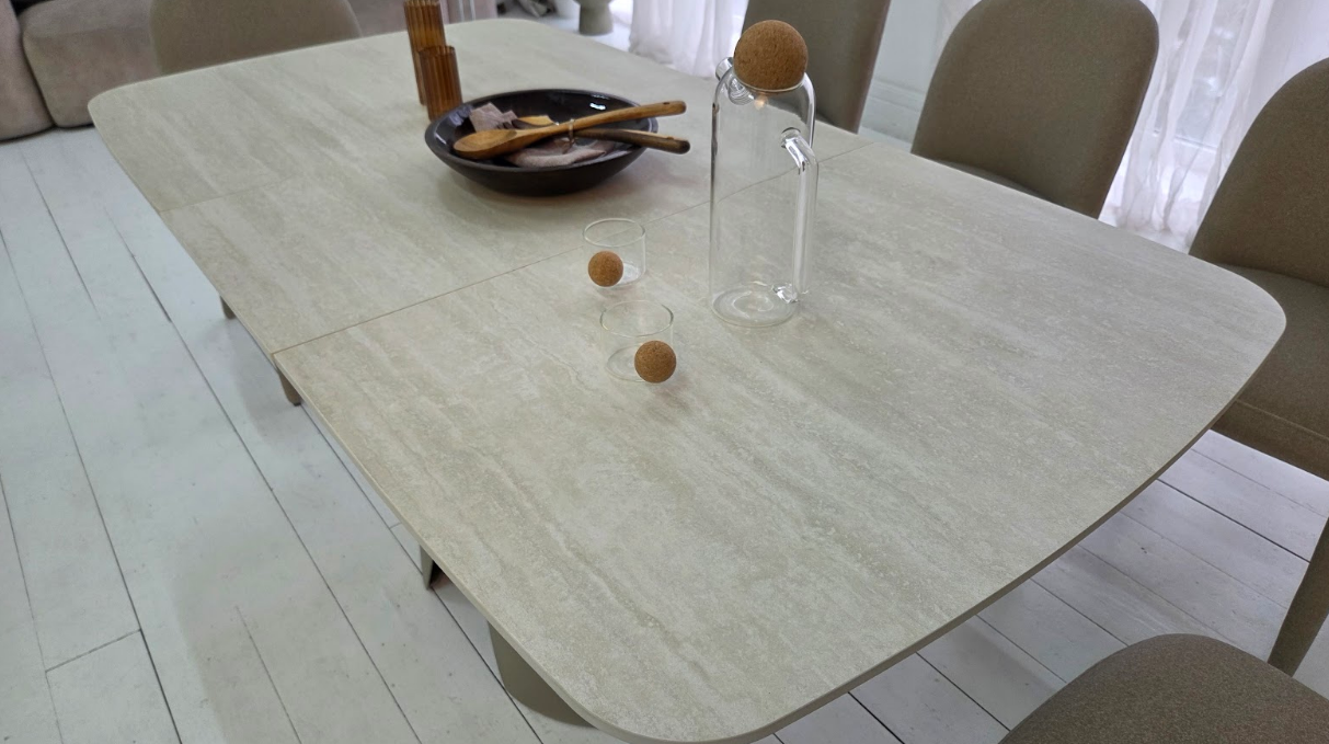 Стол керамический раскладной VTR- TML-1322 (Лунаріо) (крема марфиль/капучино)