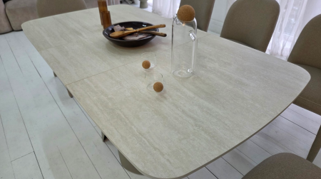 Стол керамический раскладной VTR- TML-1322 (Лунаріо) (крема марфиль/капучино)