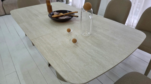 Стол керамический раскладной VTR- TML-1322 (Лунаріо) (крема марфиль/капучино)