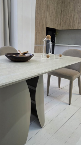 Стол керамический раскладной VTR- TML-1322 (Лунаріо) (крема марфиль/капучино)