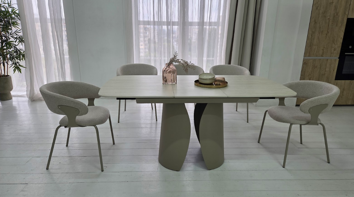 Стол керамический раскладной VTR- TML-1322 (Лунаріо) (крема марфиль/капучино)