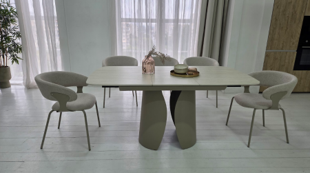 Стол керамический раскладной VTR- TML-1322 (Лунаріо) (крема марфиль/капучино)