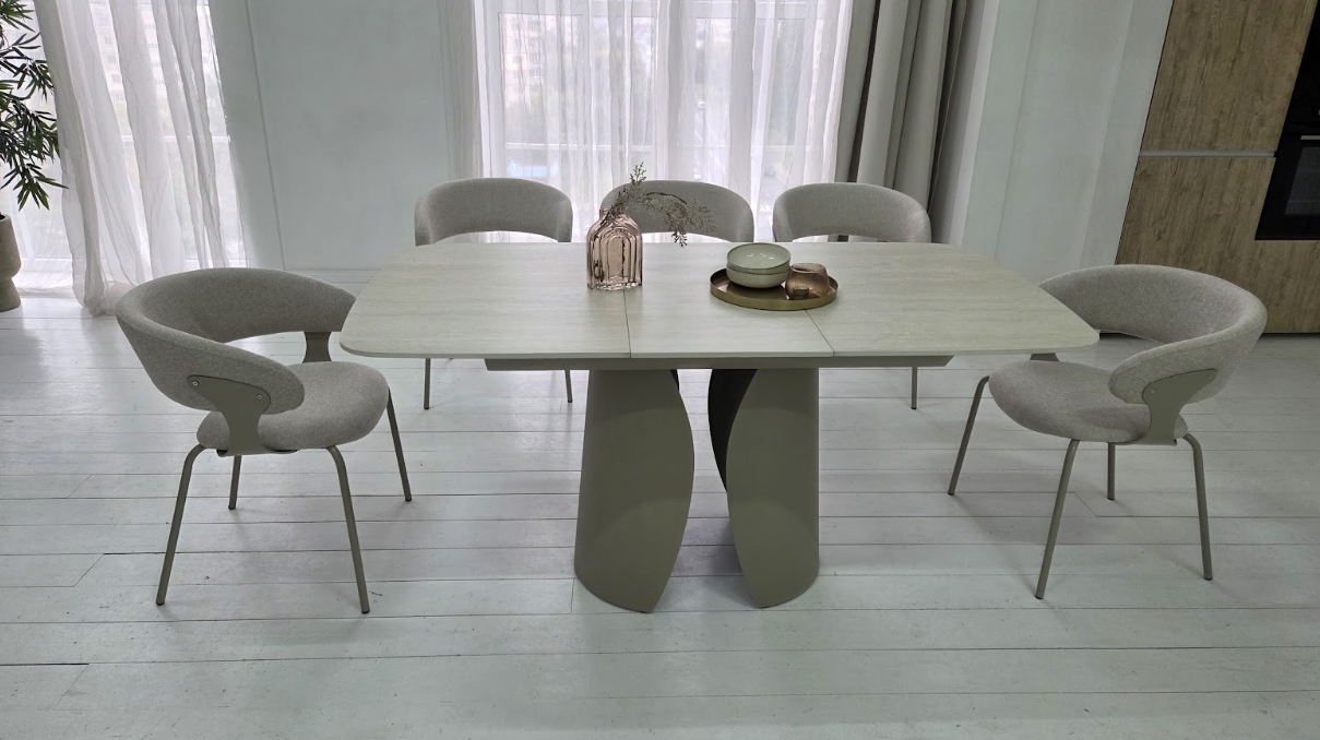 Стол керамический раскладной VTR- TML-1322 (Лунаріо) (крема марфиль/капучино)