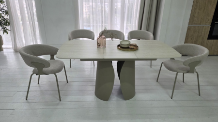 Стол керамический раскладной VTR- TML-1322 (Лунаріо) (крема марфиль/капучино)