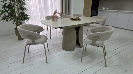 Стол керамический раскладной VTR- TML-1322 (Лунаріо) (крема марфиль/капучино)