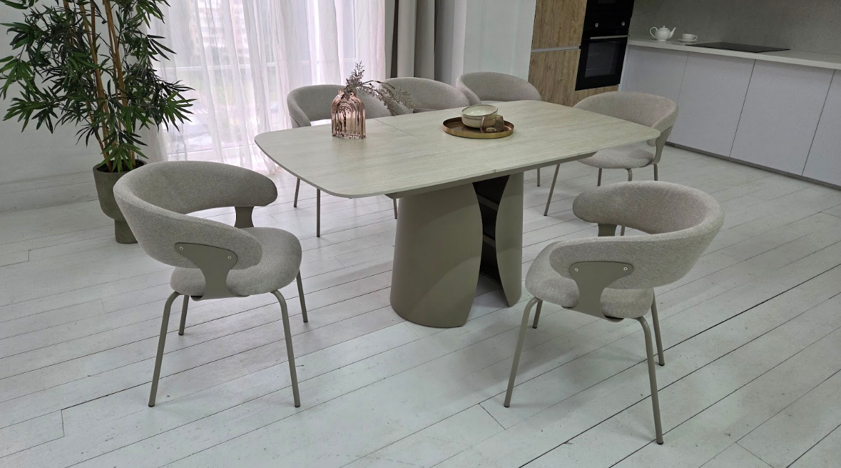 Стол керамический раскладной VTR- TML-1322 (Лунаріо) (крема марфиль/капучино)