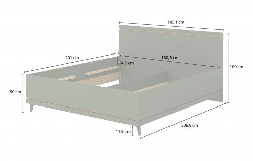 Кровать двуспальная Helvetia SCANDI (дуб/кирпич)