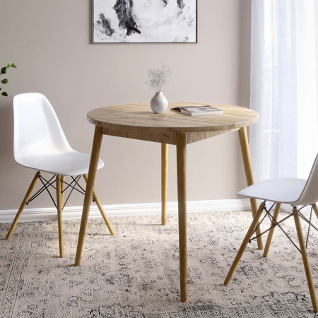 Обеденный стол круглый Майами-1 деревянные ножки дуб Аппалачи (LION-041150)