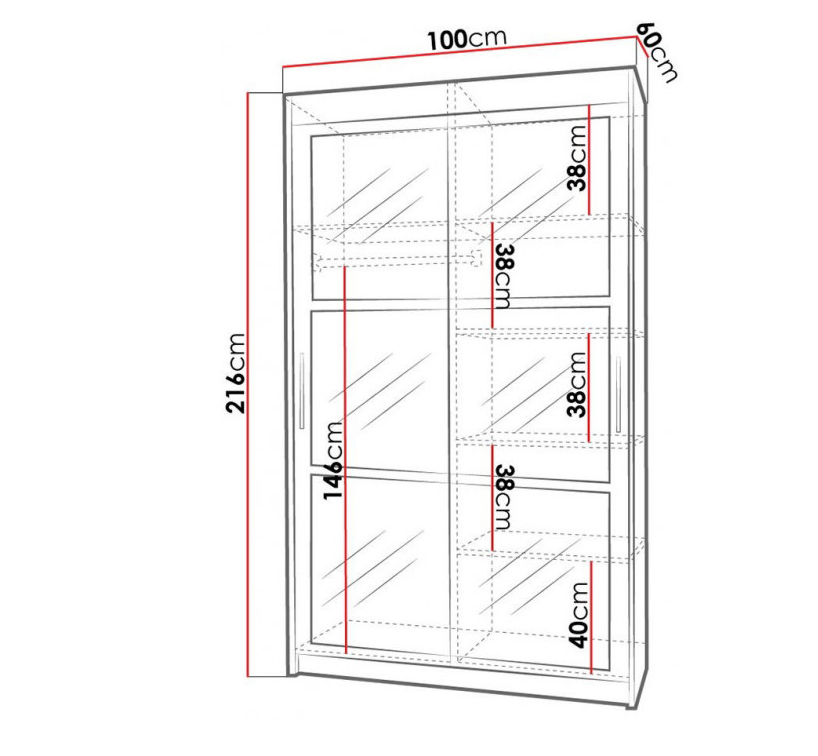 Шкаф-купе Signal KARO 100 100х216х60 белый / белый
