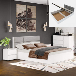 Кровать с мягким изголовьем EVR- Лайт-1600 (основа подъемный механизм) белый(нимфея альба)