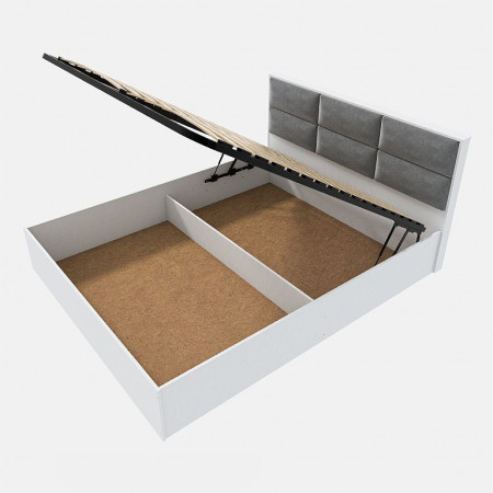 Кровать с мягким изголовьем EVR- Лайт (основа подъемный механизм) белый(нимфея альба)