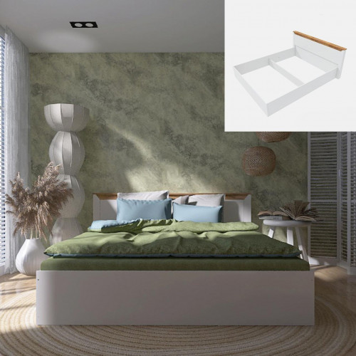 Кровать двуспальная EVR- Нордик-1600 (основа каркас) дуб крафт золотой + белый